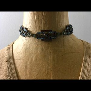 Heidi Daus Black Multicolor Swarovski Crystals Choker